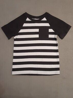 Garanimals Boys 5T Grey & White Stripe Short Sleeve T- Shirt